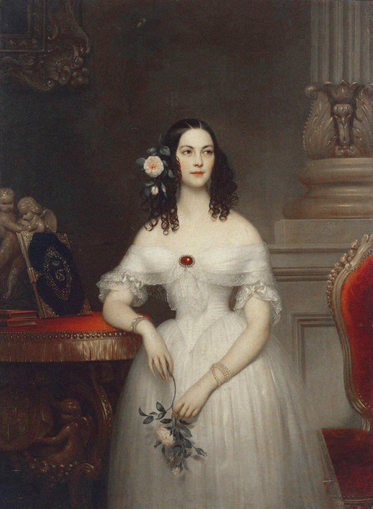 Detail of Portrait of Ekaterina Alexeyevna Shcherbatova, 1840 by Anonymous