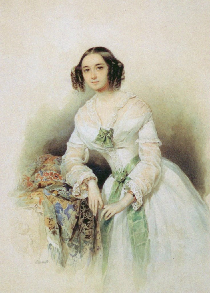 Detail of Portrait of Princess Olga Alexeevna Golitsyna, née Shcherbatova, 1847 by Anonymous