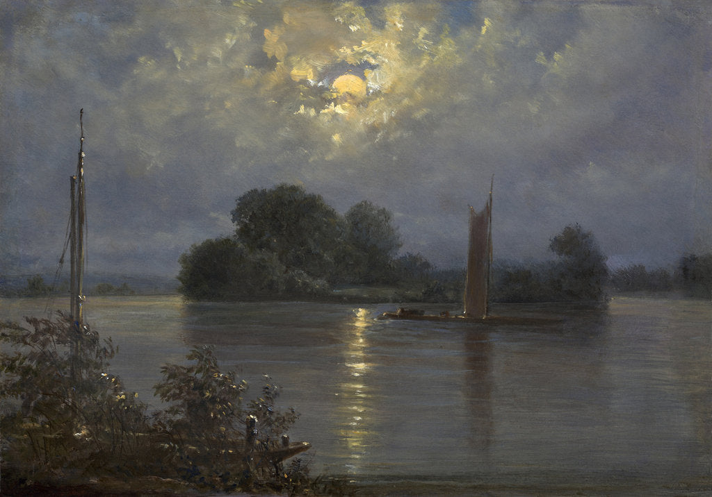 Detail of Full Moon near Pillnitz, by Anonymous
