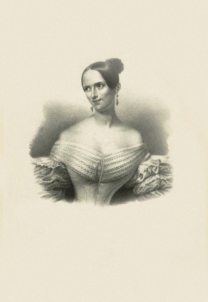 Detail of Portrait of the opera soprano Sophie Löwe, c. 1840 by Anonymous