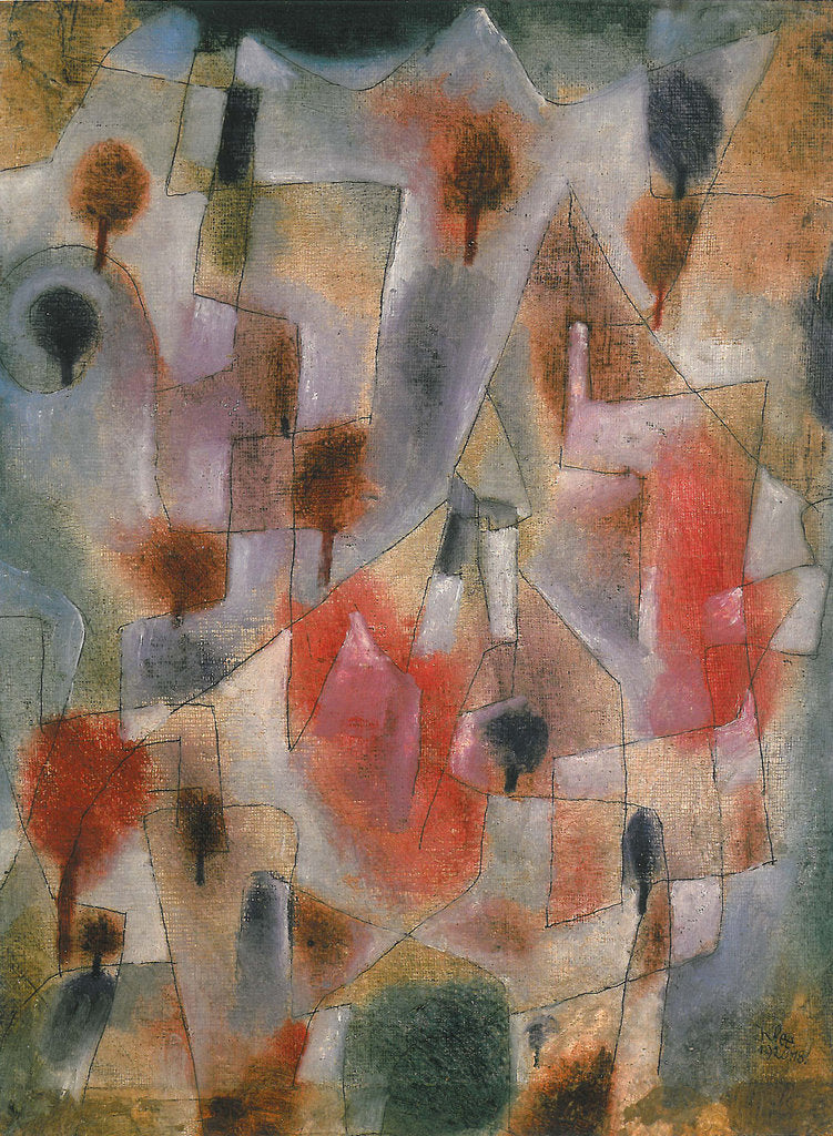 Detail of andscape with blue and red trees, 1920 by Anonymous