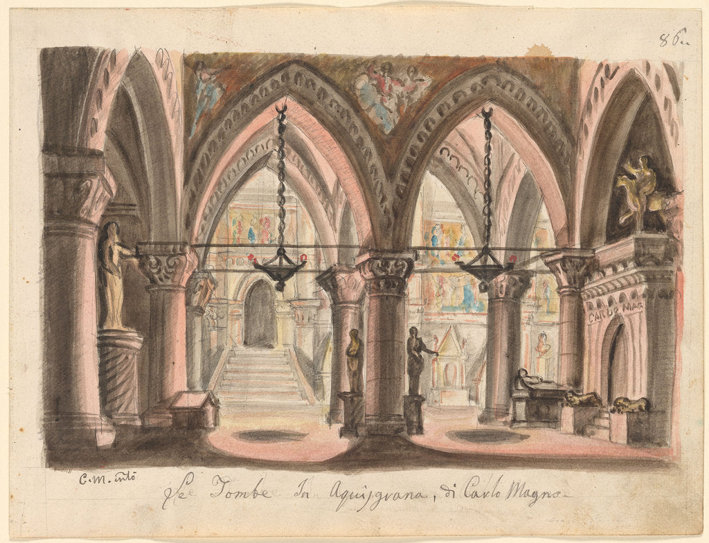 Detail of Set design for the Opera Ernani by Giuseppe Verdi by Anonymous