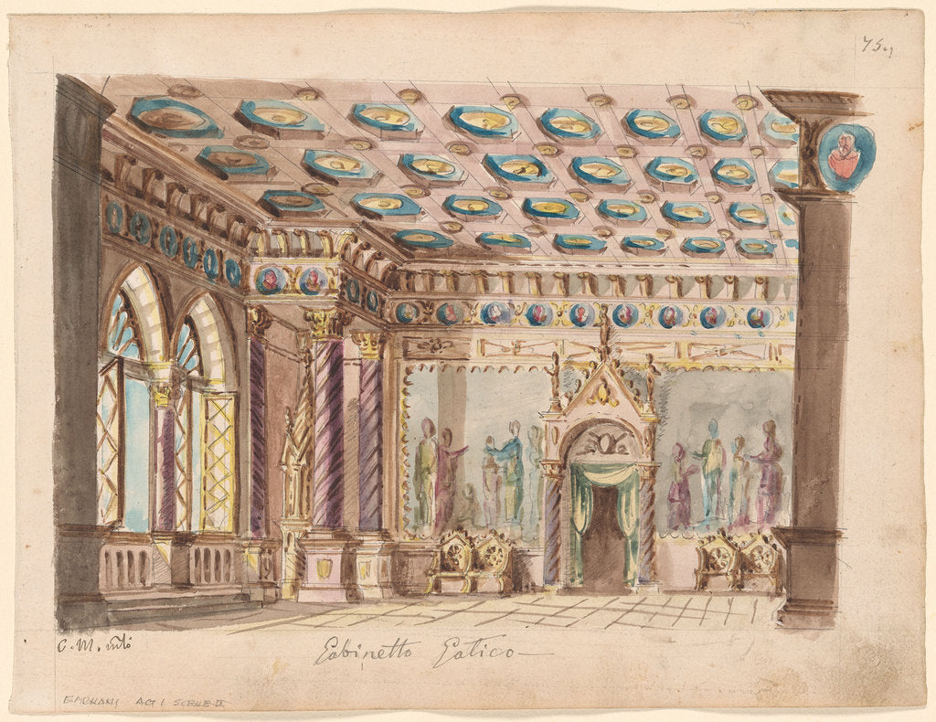 Detail of Set design for the Opera Ernani by Giuseppe Verdi by Anonymous