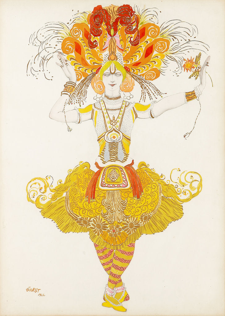 Detail of Costume design for the ballet The Firebird (Loiseau de feu) by I. Stravinsky, 1922 by Anonymous