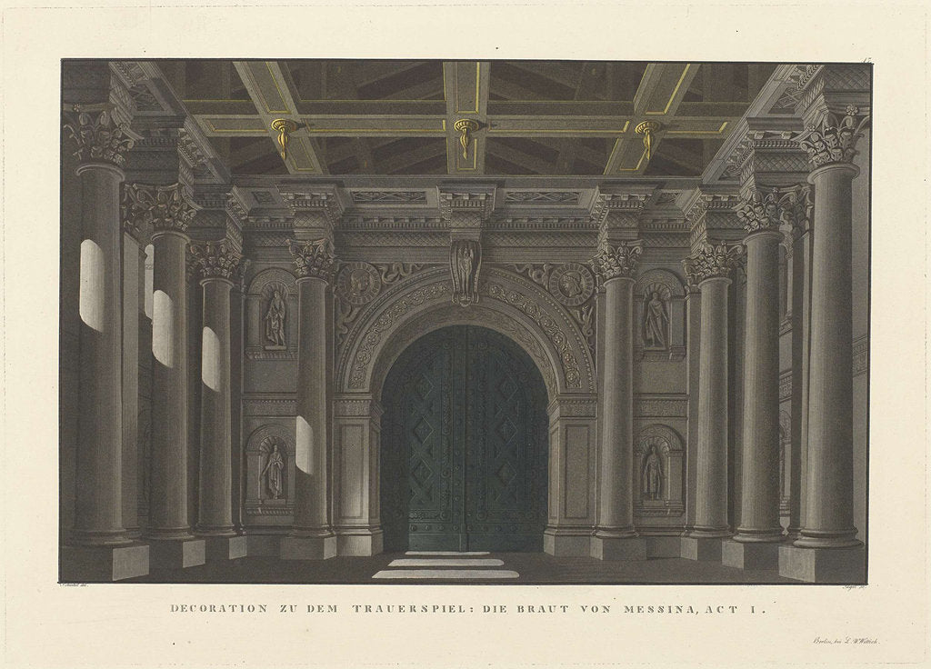 Detail of Stage design for the tragedy The Bride of Messina by Friedrich Schiller, 1824 by Anonymous