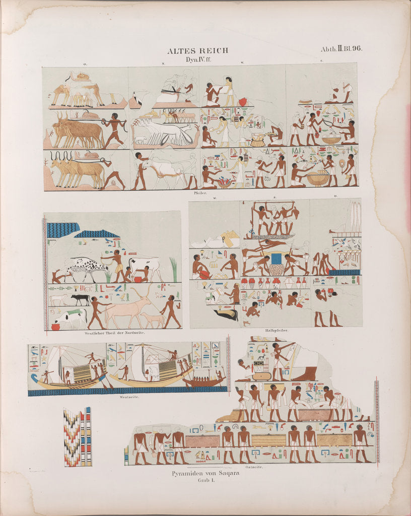 Detail of Old Kingdom. Fourth Dynasty. Pyramids at Saqqara. Monuments from Egypt and Ethiopia, ca. 1849 by Anonymous