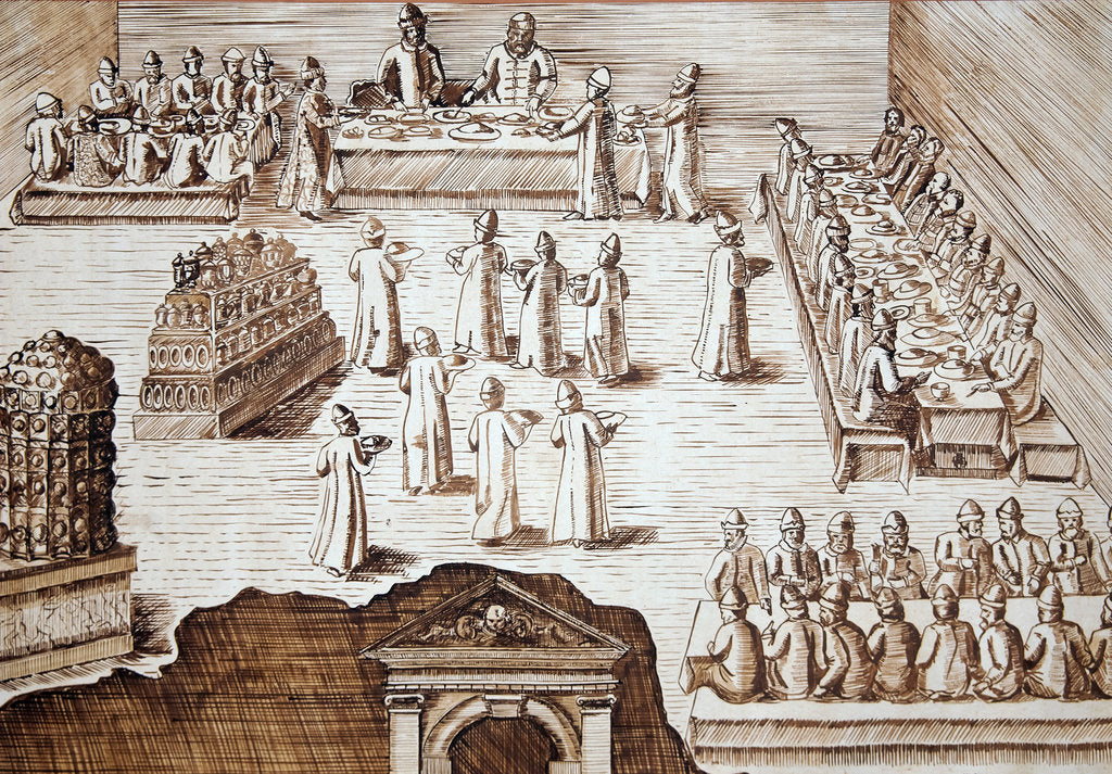 Detail of Feast in Alexandrovskaya village. Published by Jacob Ulfeldt, Second half of the16th cen by Anonymous