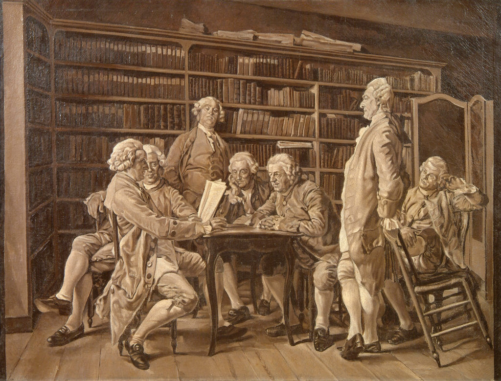 Detail of The Meeting of Encyclopédistes at Diderots Home, 1859 by Anonymous