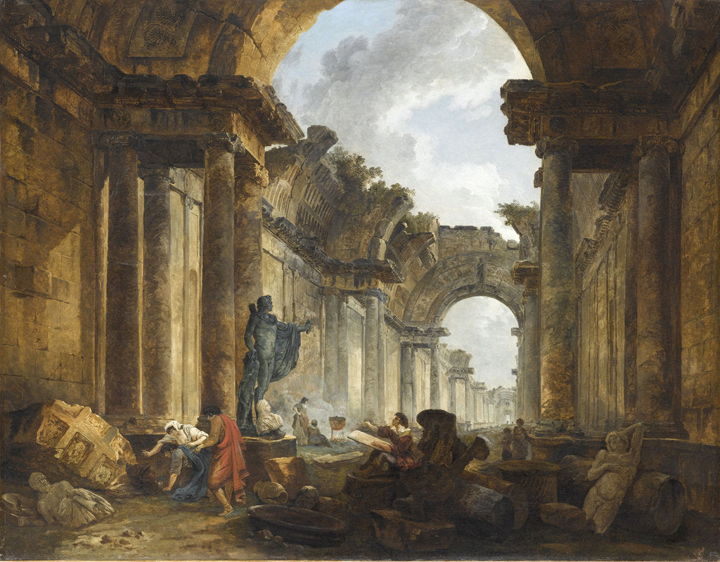 Detail of Imaginary View of the Grand Gallery of the Louvre in Ruins, 1796 by Anonymous