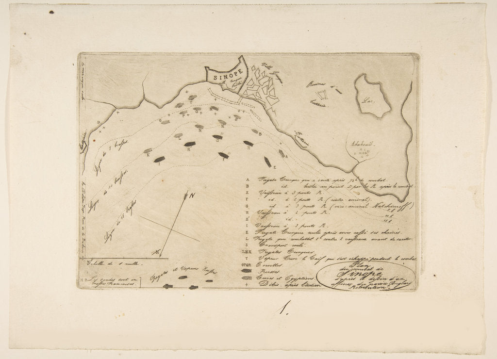 Detail of Plan of the Battle of Sinope, 1853 by Anonymous