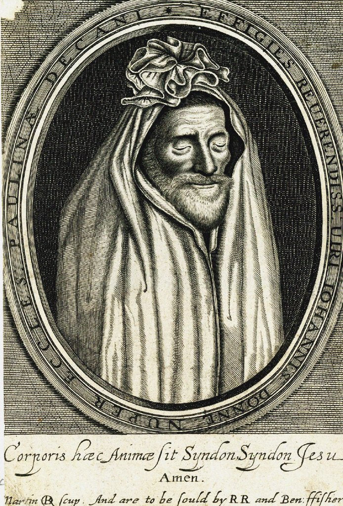 Detail of Portrait of the poet John Donne, frontispiece to Deaths duell, 1633 by Anonymous