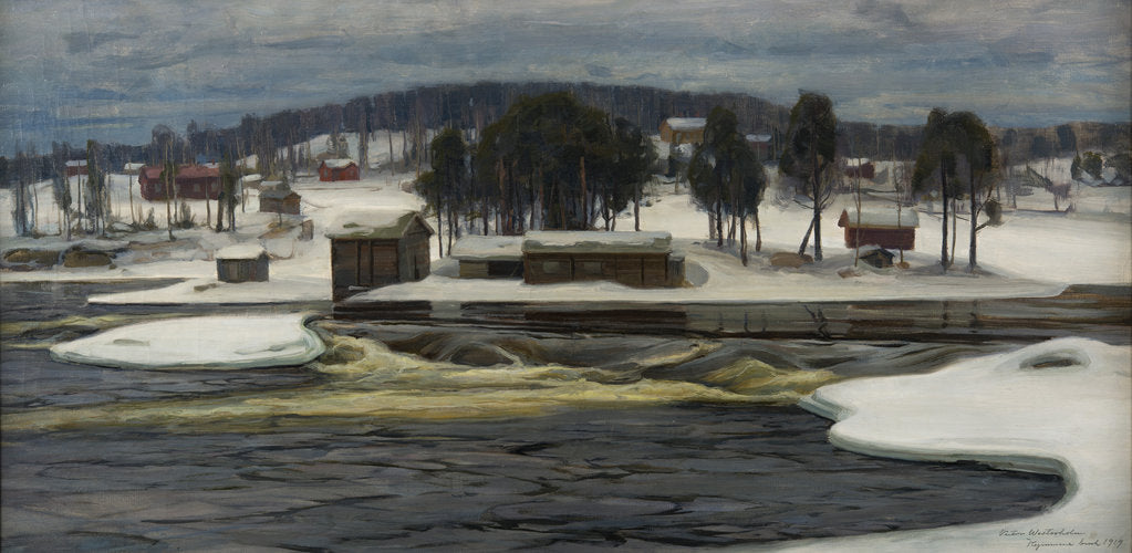 Detail of Winter day at the river Kymijoki, 1919 by Anonymous