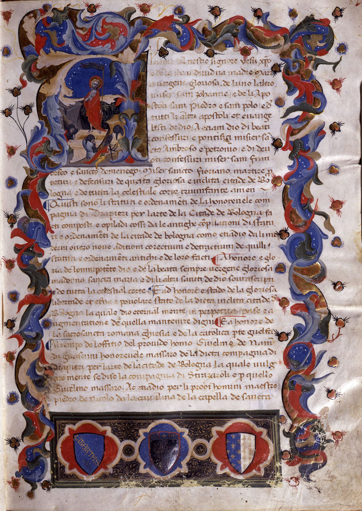 Detail of Illustration from Statuti della Società dei Drappieri, 1407 by Anonymous