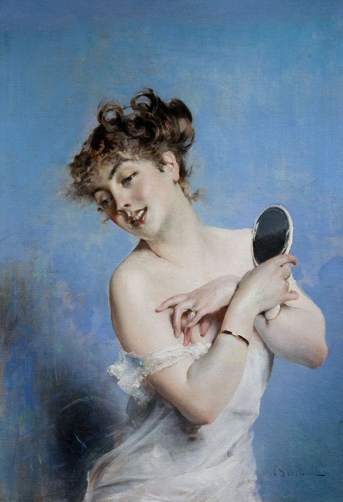 Detail of La Toilette (Young Woman in Déshabillé with a Mirror), c. 1880 by Anonymous