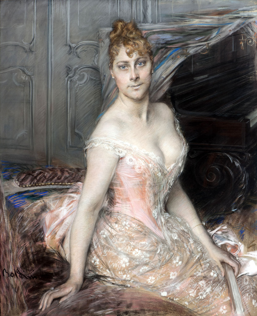Detail of Portrait of the Baroness Malvina-Marie Vitta by Anonymous