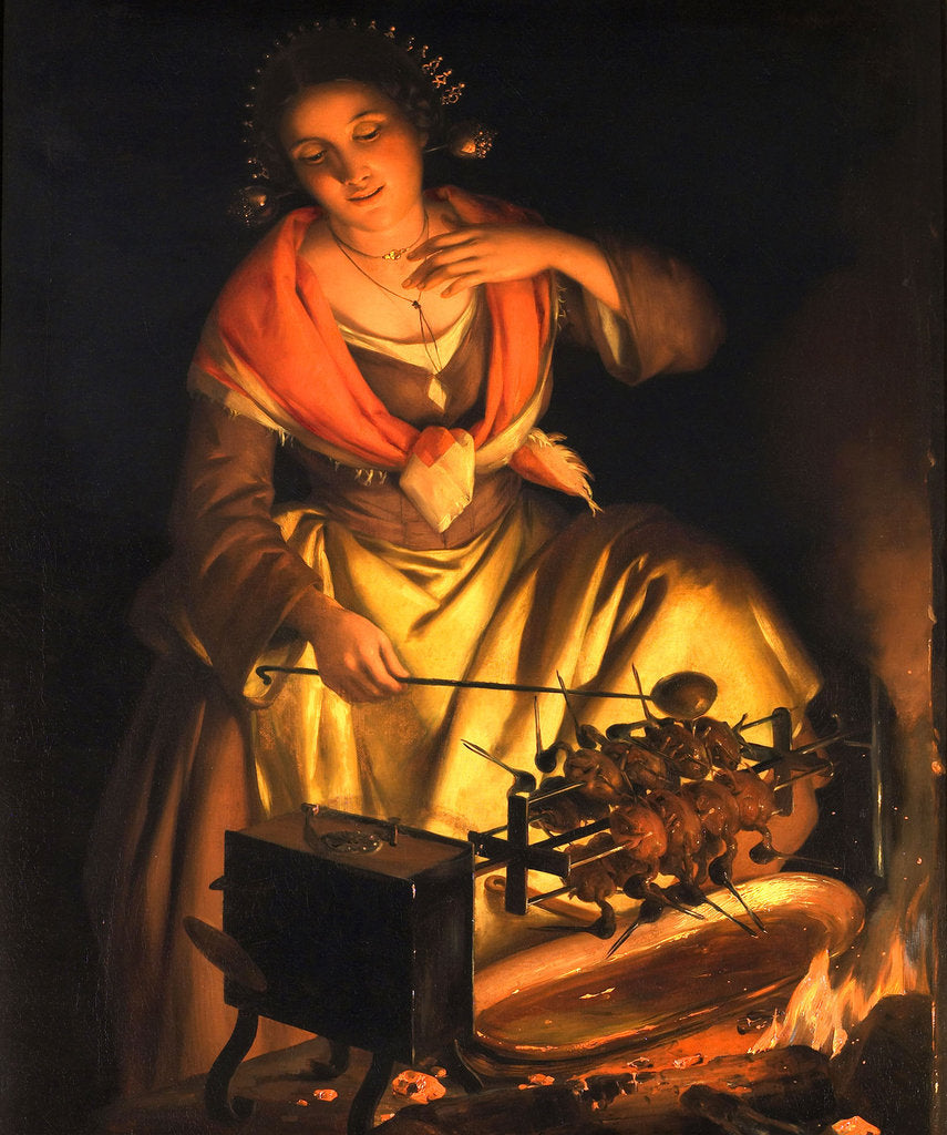 Detail of Girl in front of a fireplace, 1870 by Anonymous