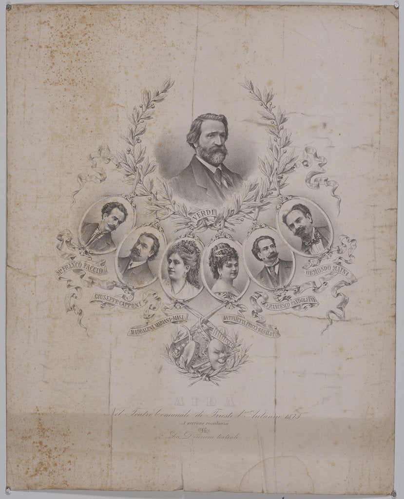 Detail of Giuseppe Verdi and Teatro di Trieste, 1873 by Anonymous