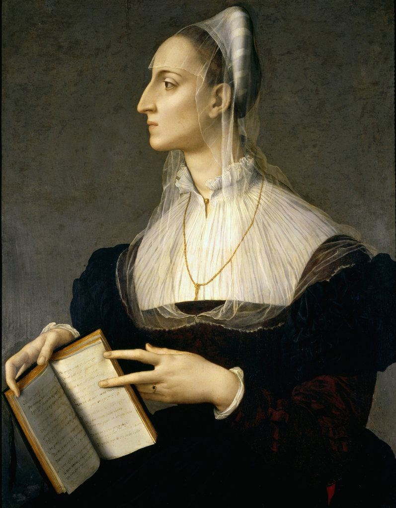 Detail of Portrait of the poet Laura Battiferri, ca 1555 by Anonymous