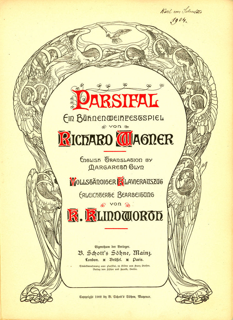 Detail of Cover of the vocal score of opera Parsifal by Richard Wagner, 1902 by Anonymous