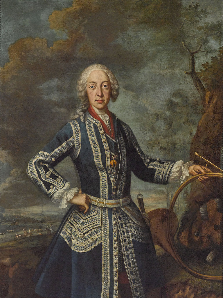 Detail of Maximilian III Joseph, Elector of Bavaria, in hunting dress by Anonymous