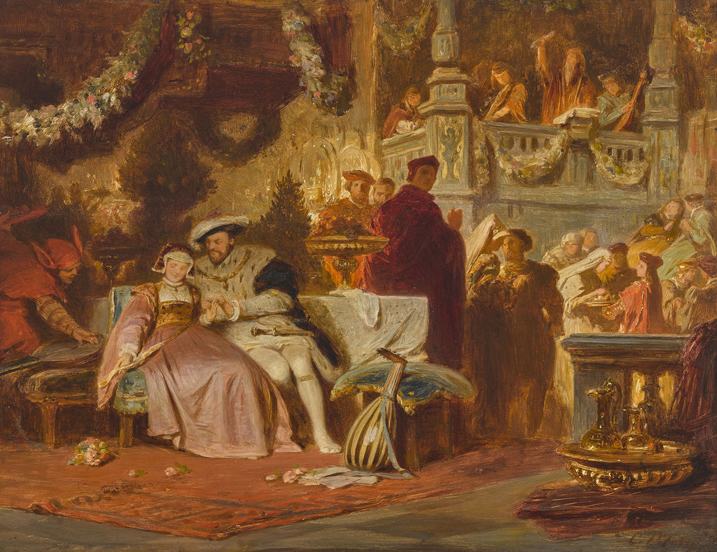 Detail of First meeting of Henry VIII and Anne Boleyn in the House of Cardinal Wolsey by Anonymous