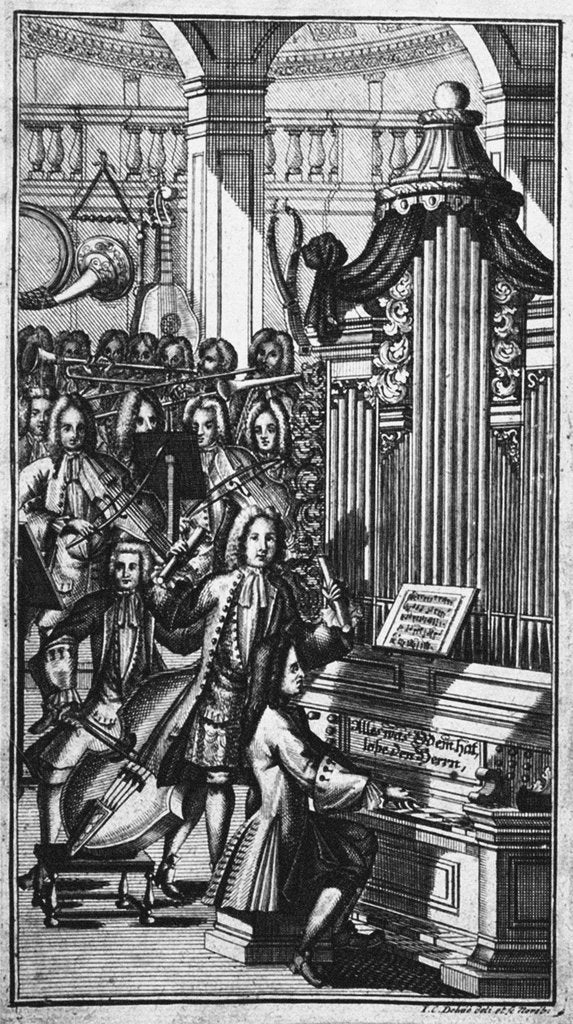 Detail of Frontispiece of the Musicalisches Lexicon Oder Musicalische Bibliothec .. by Johann Gottfried Walt by Anonymous