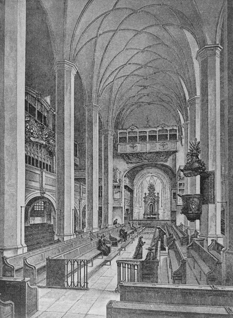 Detail of St. Thomas Church in Leipzig, Bachs grave, before 1885 by Anonymous