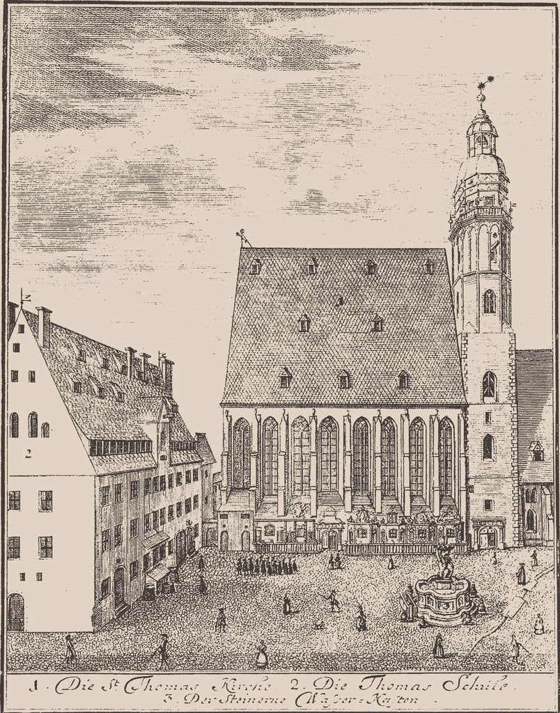 Detail of St. Thomas Church and St. Thomas School in Leipzig, 1723 by Anonymous