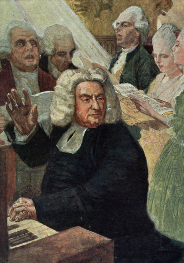 Detail of Johann Sebastian Bach at the organ by Anonymous