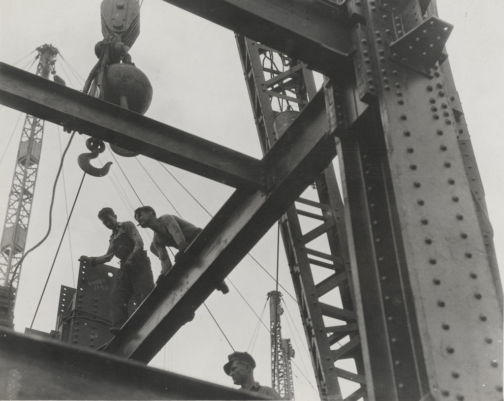 Detail of Workers at the Construction of Empire State Building, 1932 by Anonymous