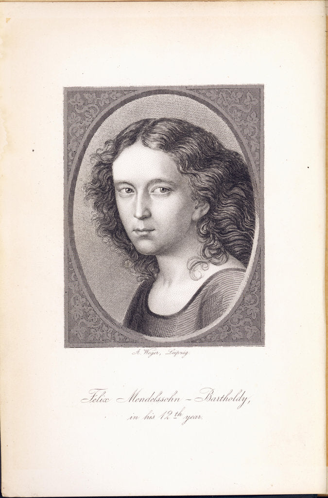 Detail of Felix Mendelssohn Bartholdy at age 12, 1821 by Anonymous