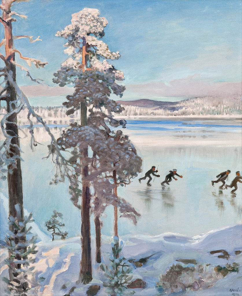 Detail of Skaters near the shore of Kalela, 1896 by Anonymous