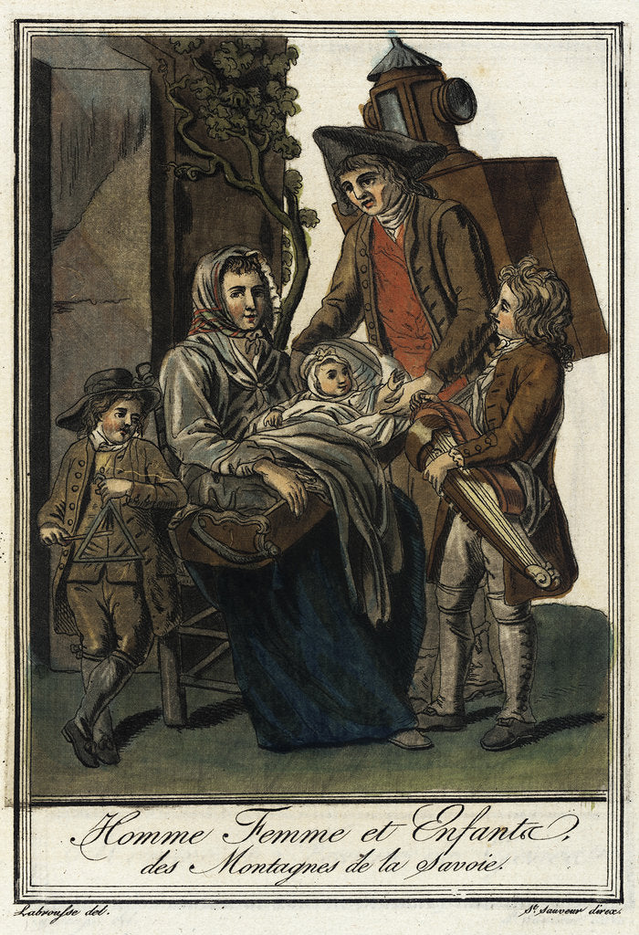Detail of Man, woman and children in the mountains of Savoy, ca 1797 by Anonymous