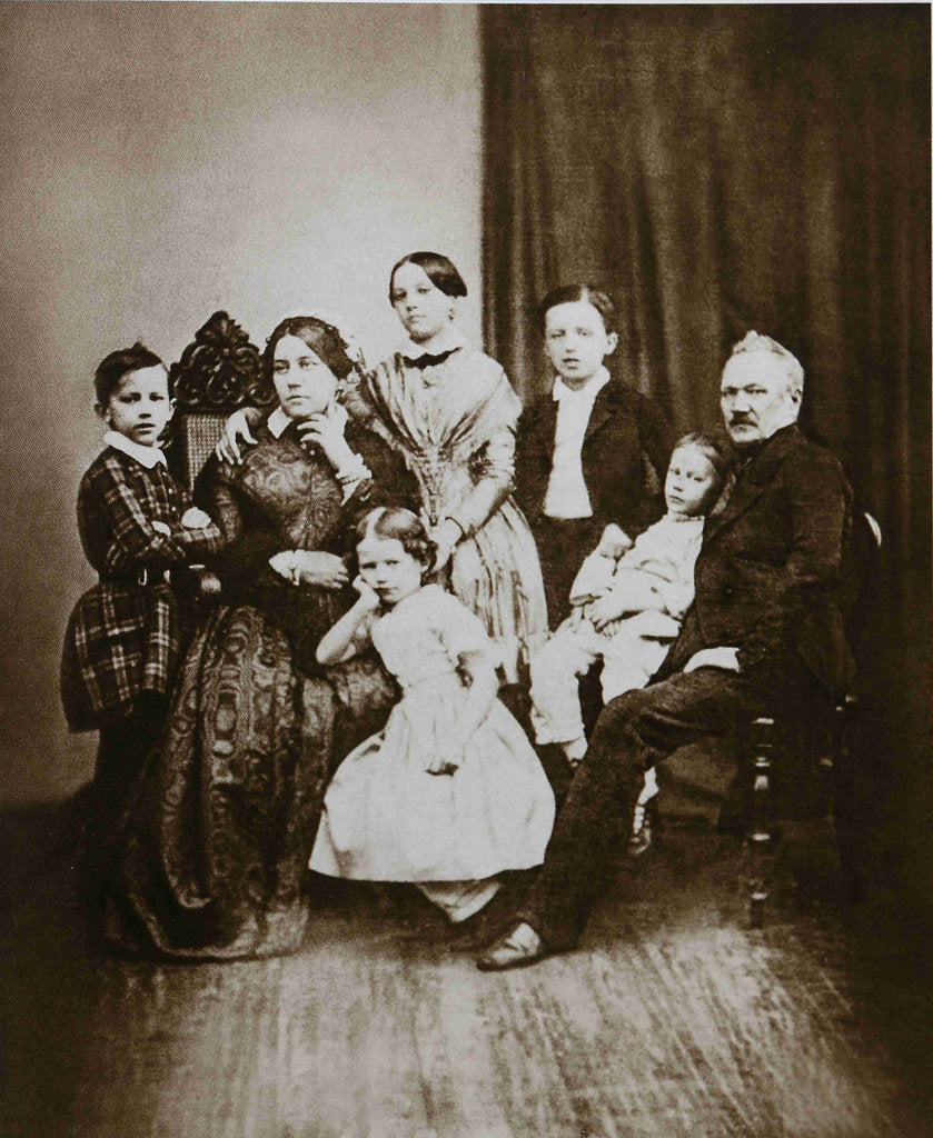 Detail of The Tchaikovsky family. Left to right: Pyotr, Alexandra Andreyevna, Alexandra, Zinaida, Nikolai, Ipp by Anonymous