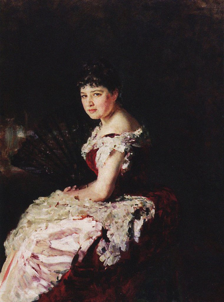 Detail of Portrait of the opera singer Maria Klimentova-Muromtseva, 1883 by Anonymous