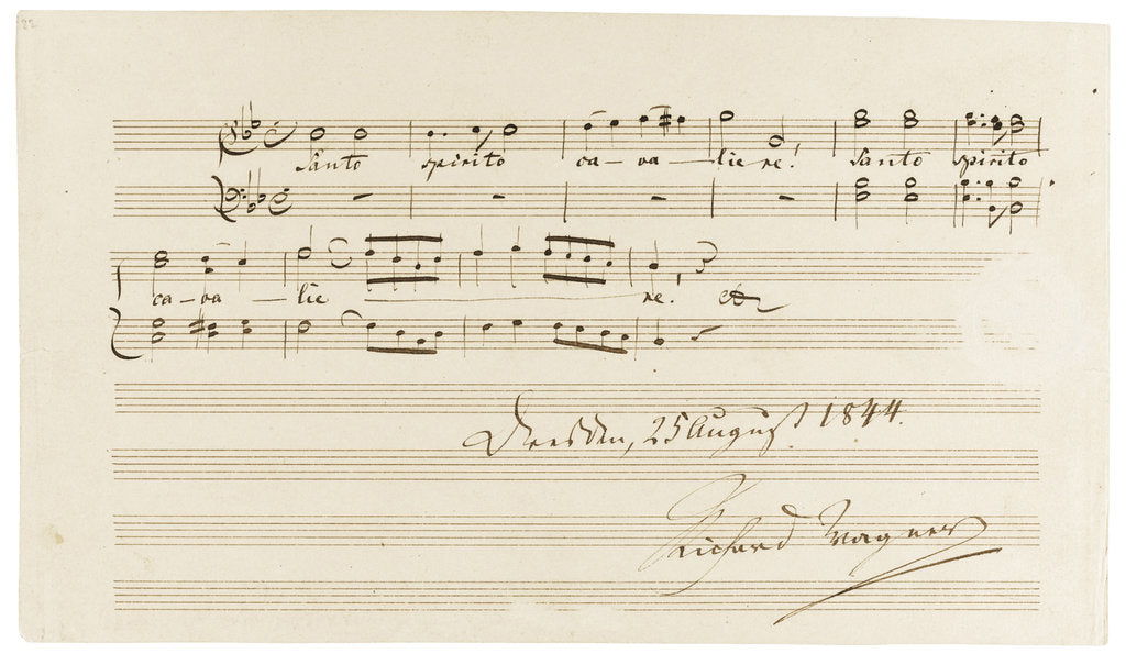 Detail of Musical quotation from the opera Rienzi by Richard Wagner (Santo spirito cavaliere!), Dresden, 25 by Anonymous