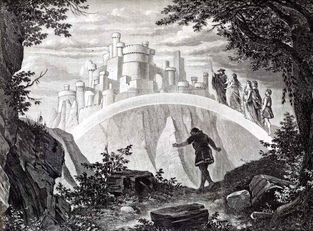 Detail of Das Rheingold by Richard Wagner. Entrance of the Gods into Valhalla. Illustration to the premiere, 1 by Anonymous