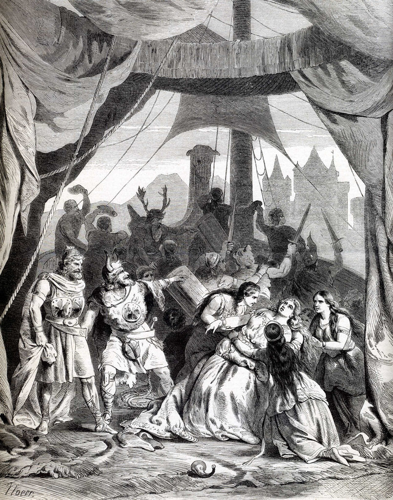 Detail of Tristan and Isolde by Richard Wagner. Illustration to the premiere, 1865, 1865 by Anonymous