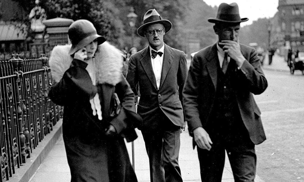 Detail of Nora Barnacle (left), James Joyce (center) and their solicitor n London on the day of their marriage by Anonymous