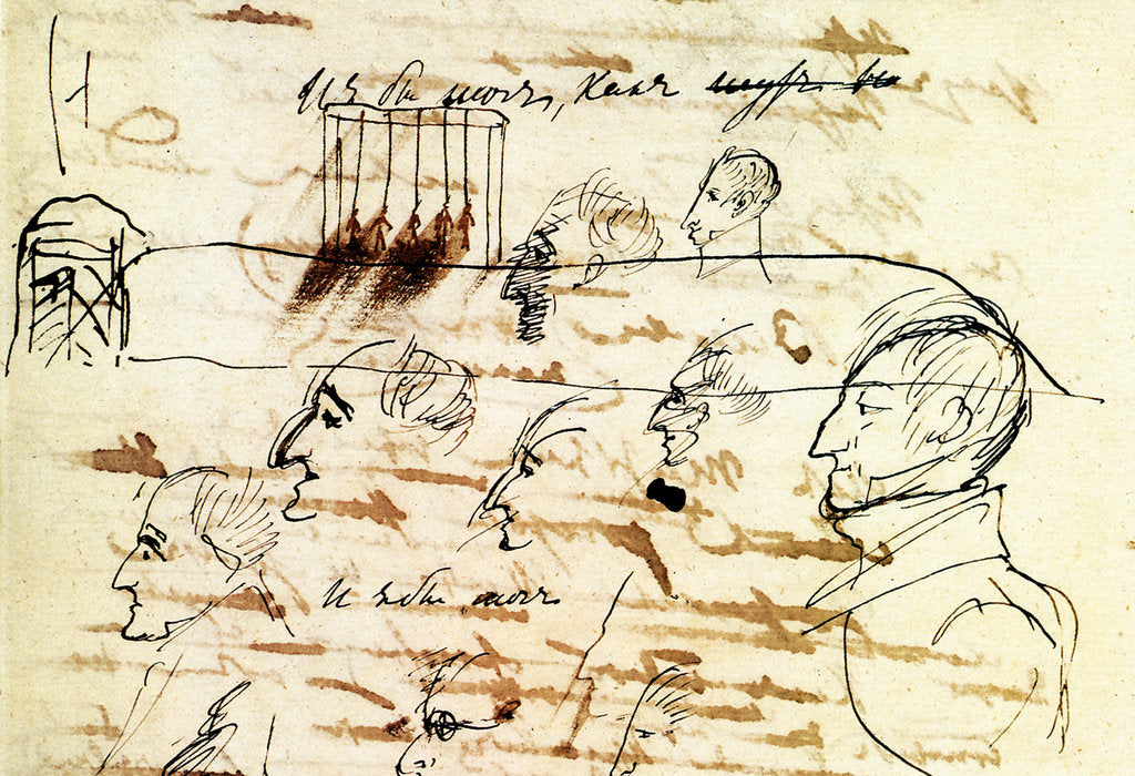 Detail of Sheet with drawing of the execution of the Decembrists, 1826-1827 by Anonymous