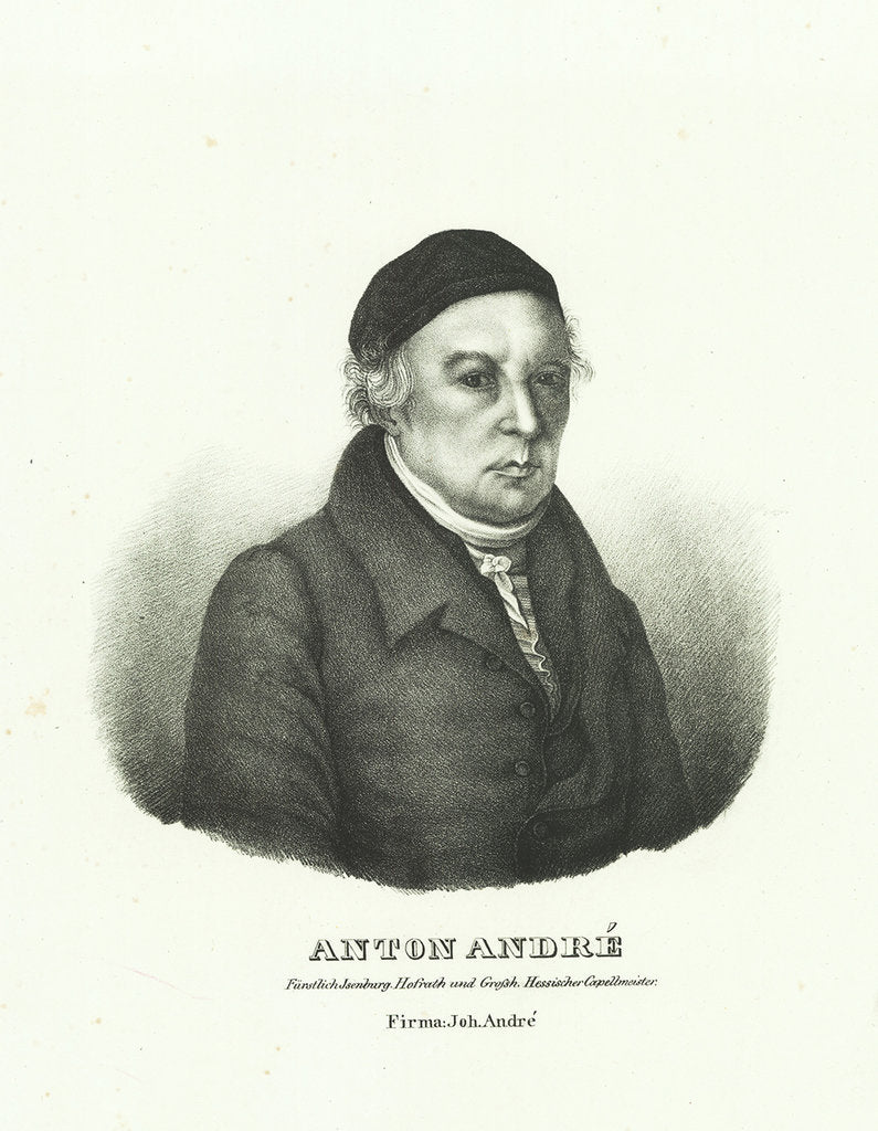 Detail of Portrait of Johann Anton André, 1822 by Anonymous
