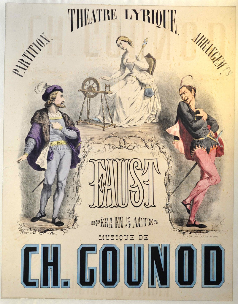 Detail of Premiere Poster for the opera Faust by Charles Gounod at the Théâtre Lyrique, March 19, 1859, 1859 by Anonymous