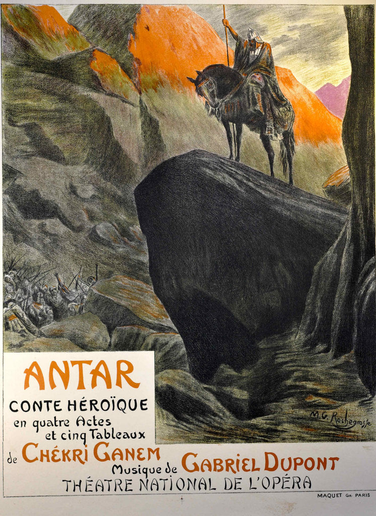 Detail of Premiere Poster for the opera Antar by Gabriel Dupont at the Théâtre national de lOpéra, March 19 by Anonymous