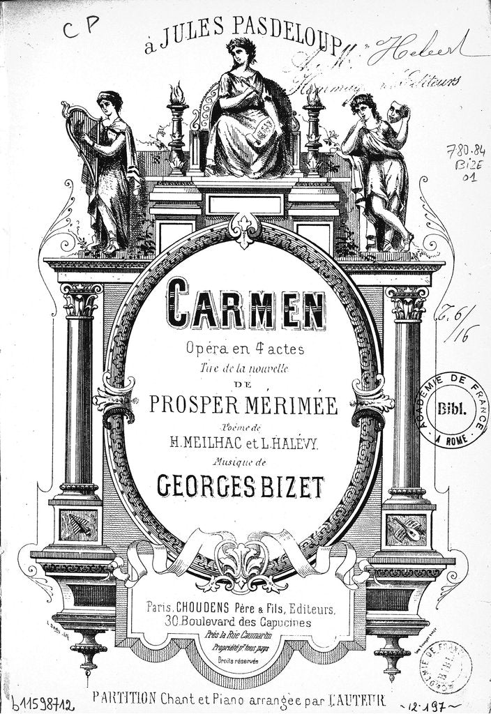 Detail of Cover of the vocal score of opera Carmen by Georges Bizet, 1875 by Anonymous