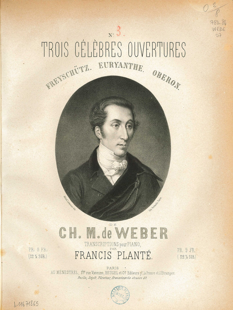 Detail of Cover of the Trois Célèbres Ouvertures by Carl Maria von Weber, 1869 by Anonymous