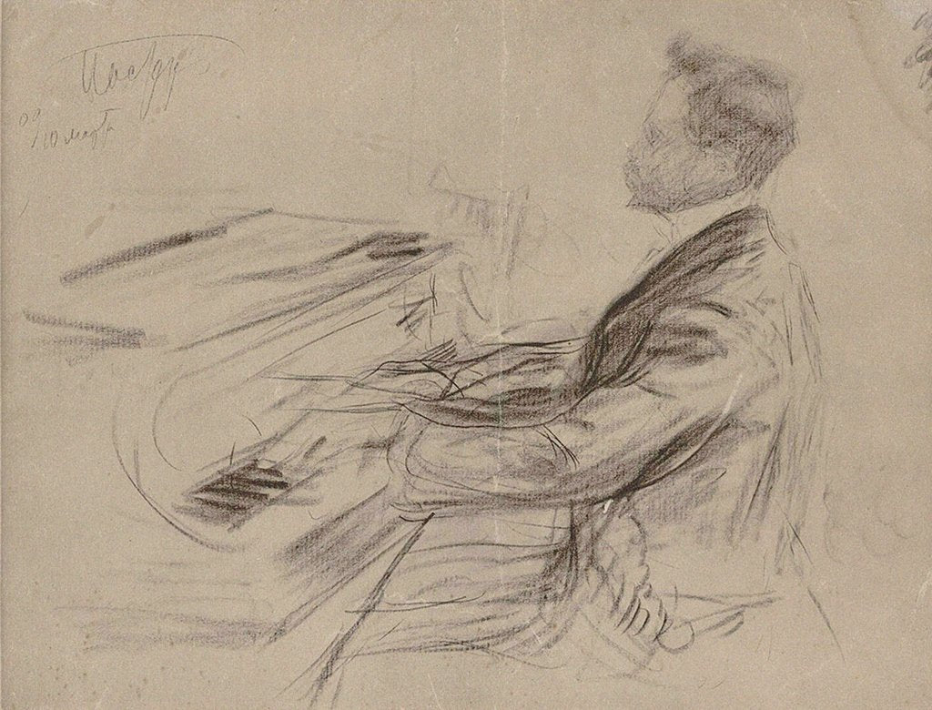 Detail of Alexander Scriabin at the grand piano, 1909 by Anonymous