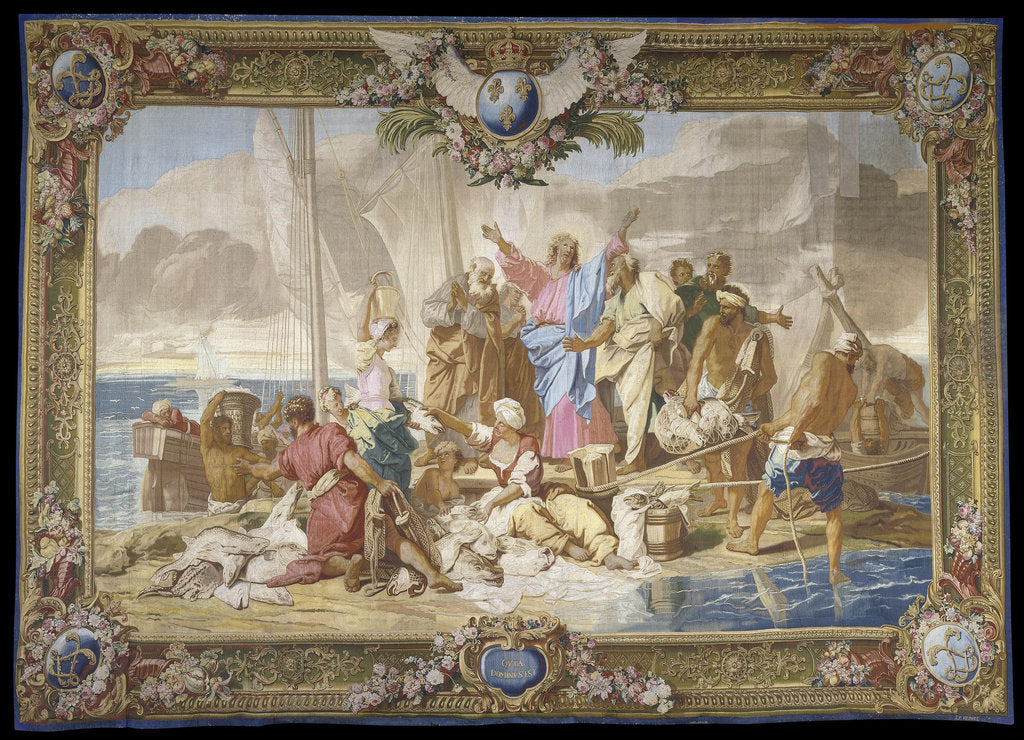 Detail of Tapestry: The Miraculous Draught of Fishes (Manufacture Royale des Gobelins), Between 1717 and 1720 by Anonymous