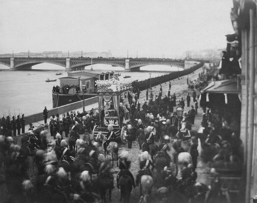 Detail of The funeral procession of the Deceased Heir to Throne, Grand Duke Nicholas Alexandrovich of Russia, by Anonymous