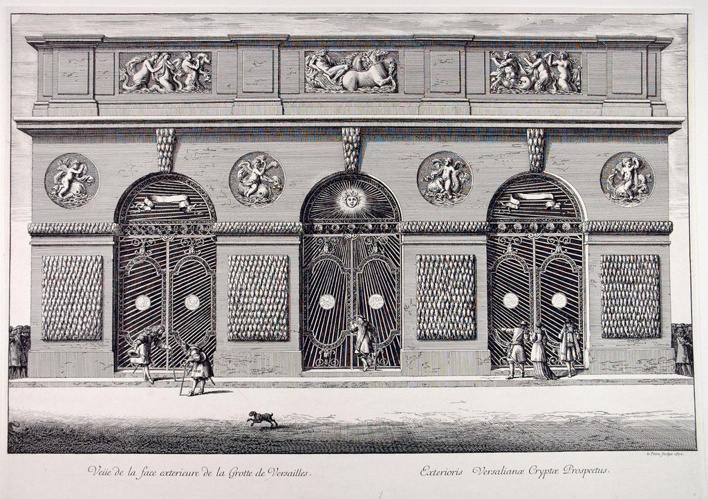 Detail of View of the exterior façade of the Thetys Grotto of Versailles, 1672 by Anonymous