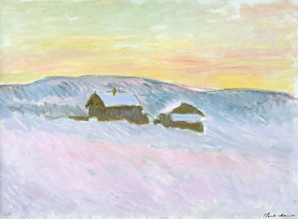 Detail of Norwegian Landscape. Blue Houses (Paysage de Norvège. Les maisons bleues), 1895 by Anonymous